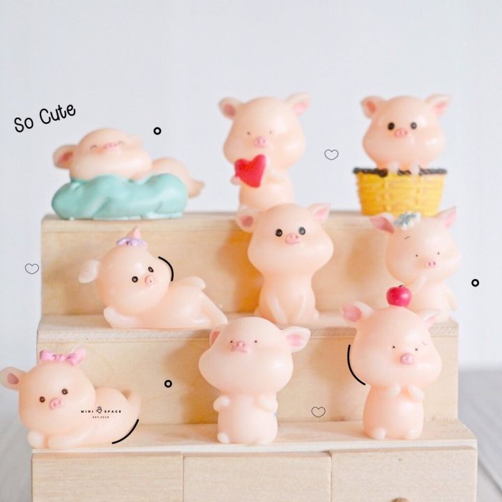 หมูสีหวาน-9-แบบ-ตุ๊กตาเรซิ่นตกแต่งสวนถาด-แต่งกระถาง-แต่งบ้านน่ารัก-ชุด-8-แบบ