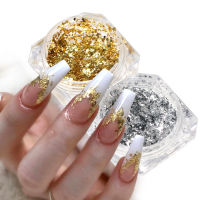 Flakes Glitter อลูมิเนียมฟอยล์เลื่อม Chrome ผงเล็บไม่สม่ำเสมอสติกเกอร์ Paillettes Art Manicure อุปกรณ์ตกแต่ง LACB01-08-Zaiu