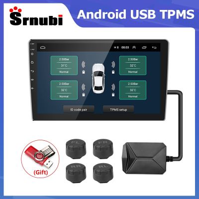 【LZ】✈  Sistema de monitoramento de pressão sem fio dos pneus Smart USB Android TPMS interno externo para navegação alarme de exibição do rádio do carro 5V