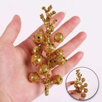 Artificial Plastic Pine Glitter Christmas Tree Ball Xmas Flower Branch Hanging Ornaments Christmas Decorations For Home New Year