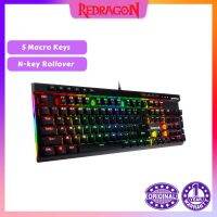 Redragon K580 VATA RGB 104คีย์นำ USB Backlit เชิงกลเล่นเกมไฟสว่างจากด้านหลังแบบใช้สายไฟคอมพิวเตอร์แป้นพิมพ์ป้องกันแสงแวววาวด้วยปุ่มแมโคร