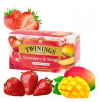 Twinings Strawberry &amp; Mango Teaชาทไวนิงส์  รสสตอเบอร์รี่ แมงโก้ 2กรัม มี25ซอง(1กล่อง) ชาอังกฤษ ใบชาคุณภาพที่ผสานกันอย่างลงตัว