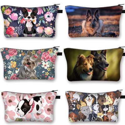 【YF】 Dachshund/Boston Terrier Printed Cosmetic Bag Ladies Hand Carry Coin Purse German Shepherd Girl Travel Case Storage