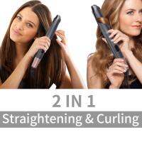 2 In 1 Pro Gold Titanium Flat Iron Twist Hair Curler &amp; Straightener Irons Anti-Frizz สำหรับผมยืด Curling เครื่องมือจัดแต่งทรงผม