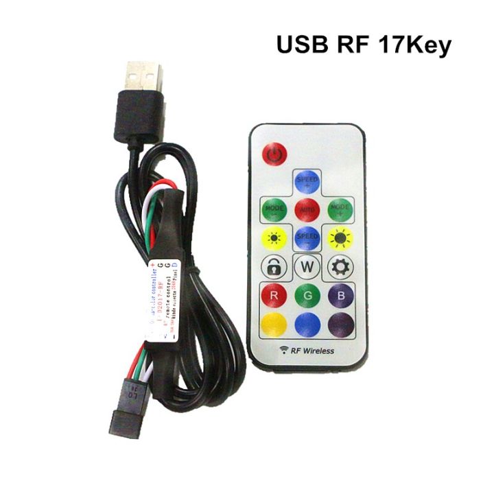 yingke-รีโมทคอนโทรล-dc5v-usb-แถบไฟ-led-พิกเซล-14key-ขนาดเล็ก3key-rf-17key-21key-สำหรับ-ws2812b-sk6812พิกเซลแถบสีเต็มรูปแบบ