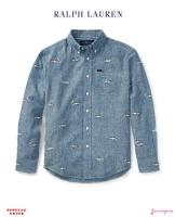 RALPH LAUREN LINEN-COTTON CHAMBRAY SHIRT (BOY SIZE 8-20)