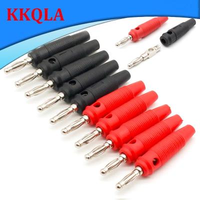 QKKQLA 10Pcs/lot Red and Black 4mm Side Stackable Banana Plug Connector For Musical Speaker Video Audio DIY Connector