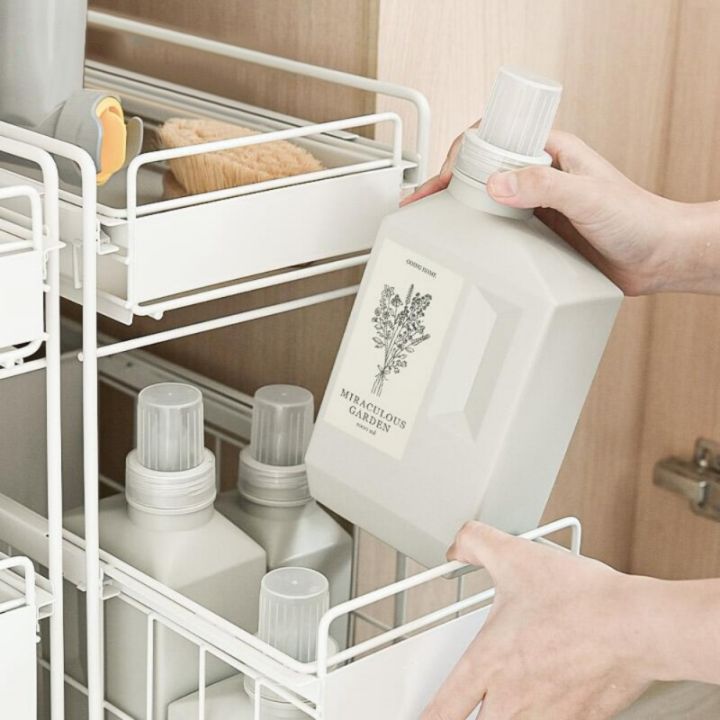ซักรีดของเหลวรีฟิลขวดซักรีดผงซักฟอกตู้ความจุขนาดใหญ่น้ำยาปรับผงซักฟอกภาชนะเก็บสำหรับห้องน้ำ
