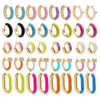 Minimalist Small Colorful Enamel Round Hoop Earrings for Women CZ Zircon Piercing Cartilage Huggie Earrings Fashion Jewelry
