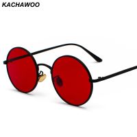 【LZ】❐☄ஐ  Kachawoo women sunglasses with red lenses round metal frame vintage retro glasses sun for men unisex birthday gifts