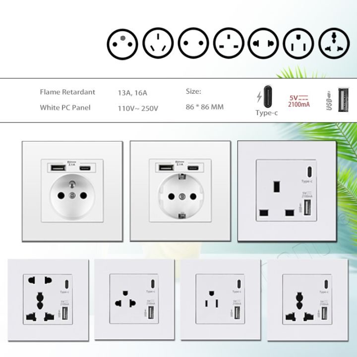 new-popular-5v-2100ma-usb-type-c-แผงชาร์จไฟบ้าน-usb-c-เต้าเสียบไทย