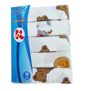 Set 10 khăn sữa nhăn muslin 2 lớp cho bé, size 24cm x 28cm