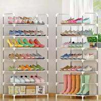 ชั้นวางรองเท้า ชั้นวางรองเท้าโครงเหล็ก 7 ชั้น Shoe Rack ขนาด 30x60x105 CM