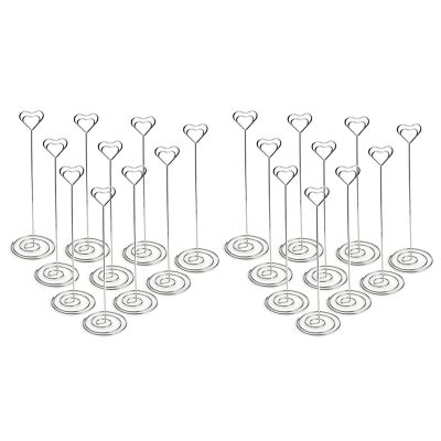 20Pcs 8.6 Inch Tall Place Card Holders Heart Shape Table Number Holder Stands Picture Photo Note Memo Clip for Wedding