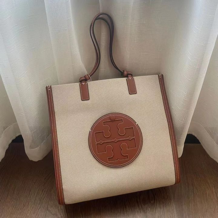 Tory Burch 0012 vertical version tote Ella canvas mini tote Ella small tote  bag selected durable canvas material lightweight appearance add double |  Lazada