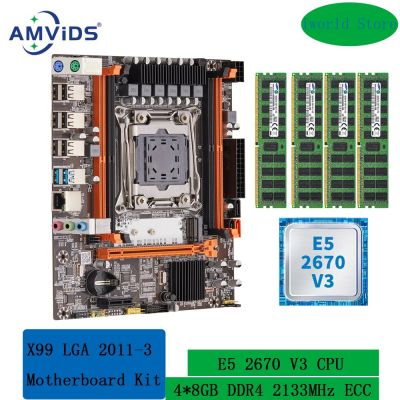 ชุด X99มาเธอร์บอร์ด Xeon พร้อม Intel E5 CPU V3และ32GB(4*8GB) DDR4 2133Mhz RECC Memory Combo Set LGA 2011 V3 SATA USB 3.0