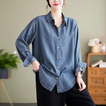 Generic Jeans Shirt Women 2020 Long Sleeve Slim Casual Vintage Blue Ladies  Cotton Denim Shirts S Feminina Woman Blouses And S @ Best Price Online |  Jumia Egypt