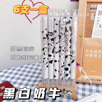 6 0.5 Pens Gel Mm For Office Set Black Women School Gifts Retractable Cow Pcs Pen