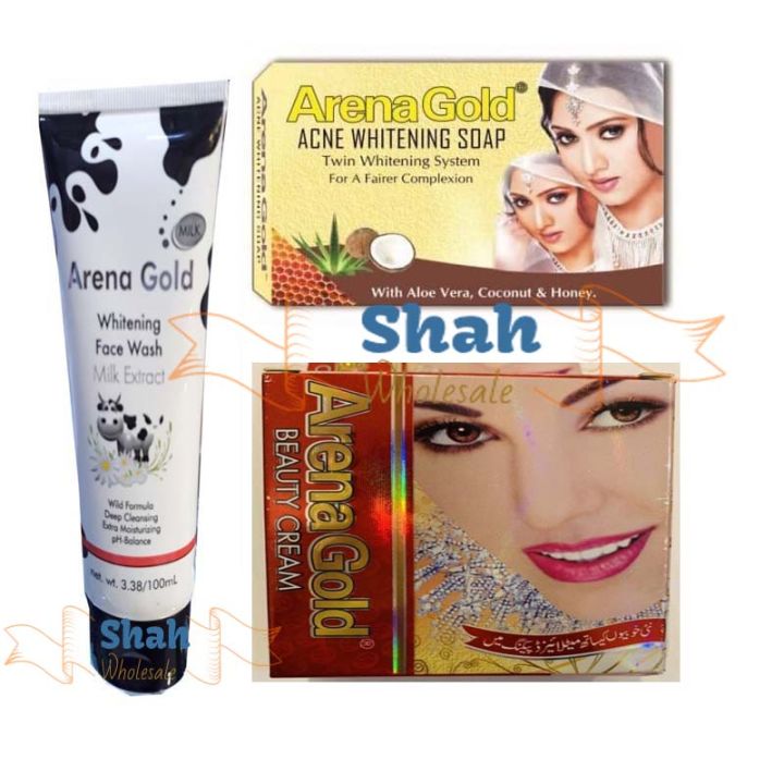 Arena Gold Whitening Cream Soap Milky Face Wash Set 3in1 100 Original Lazada 2837