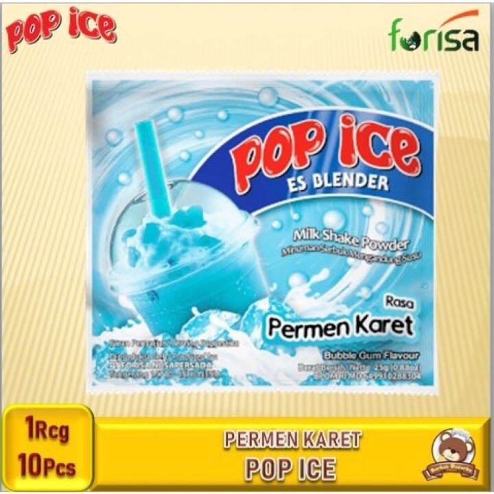 Pop Ice Rasa Permen Karet Minuman Ice Blender 25g 1 Renceng Isi 10pcs