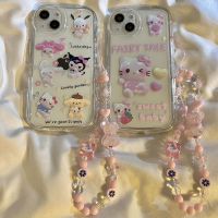 Kawaii Hello Kitty Sanrio Kuromi Bracelet Phone Case For iPhone 14 13 12 11 Pro Max Mini XR XS MAX Anti-drop Soft Cover Y2k Girl