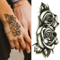 Couples Sexy Flower Temporary Tattoos Body Art Painting Arm Legs Tattoos Sticker Realistic Fake Black Rose Waterproof Tattoos