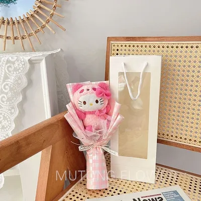 Cartoon Sanrio Kuromi Melody Cinnamoroll Plush Doll Bouquet Gift Box Toys  For Valentine's Day Xmas Girl Friend Gifts