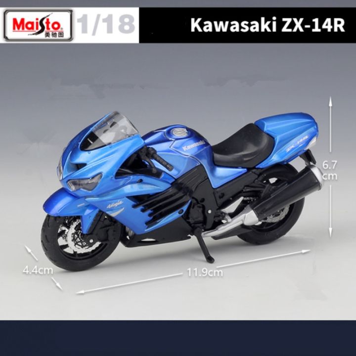 maisto-โมเดลรถมอเตอร์ไซค์คาวาซากิ-รถจักรยานยนต์กีฬา-zx-14r-นินจาแข่งรถโลหะเป็นของขวัญสำหรับเด็ก