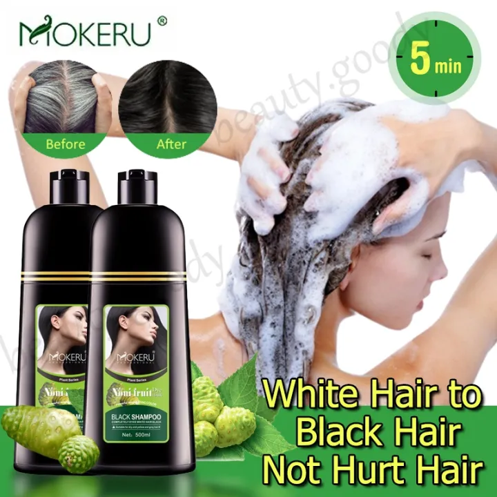 Fast MOKERU Black Hair Dye Shampoo black hair shampoo Effective White