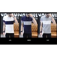 3สี Mens Polo Shirt Short Sleeve Polos แฟชั่นเย็บสีผู้ชายโปโลเสื้อโปโล