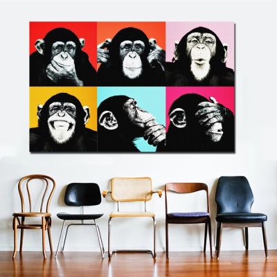 Andy Warhol Colorful Monkey Animal Poster Print Canvas Paintings For Living Room Wall Art Cuadros Pictures Unframed