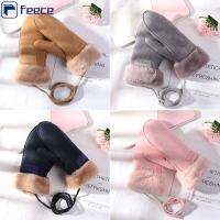 FEECE Winter Windproof Thicken Warm Anti-Lost Faux Fur Gloves Cashmere Mittens Candy Color