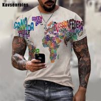 2023 NEW2022ใหม่ฤดูร้อนขายร้อนตลก Word World Map 3D พิมพ์ผู้ชายเสื้อยืดแฟชั่นสบายๆขนาดใหญ่ T เสื้อ