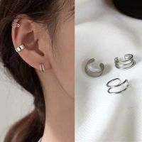 【YF】 Silver Color Simple Smooth Ear Cuffs Clip Earrings for Women No Piercing Fake Cartilage Earring Fashion Jewelry New In Gifts