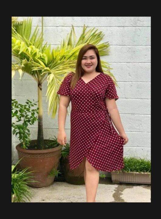 Over Wrap Polka Dress | Lazada PH