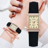 ∏♂♙ 2PCS /Set Fashion Women Leather Belt Dress Quartz Clock Square Dial Sport Casual Bracelet Ladies Wrist Watch Relogio Reloj Mujer