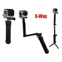 ไม้เซลฟี่ 3 Way Multi function Folding Monopod Tripod Selfie Stick For Gopro Xiaomi SJcam (1126)