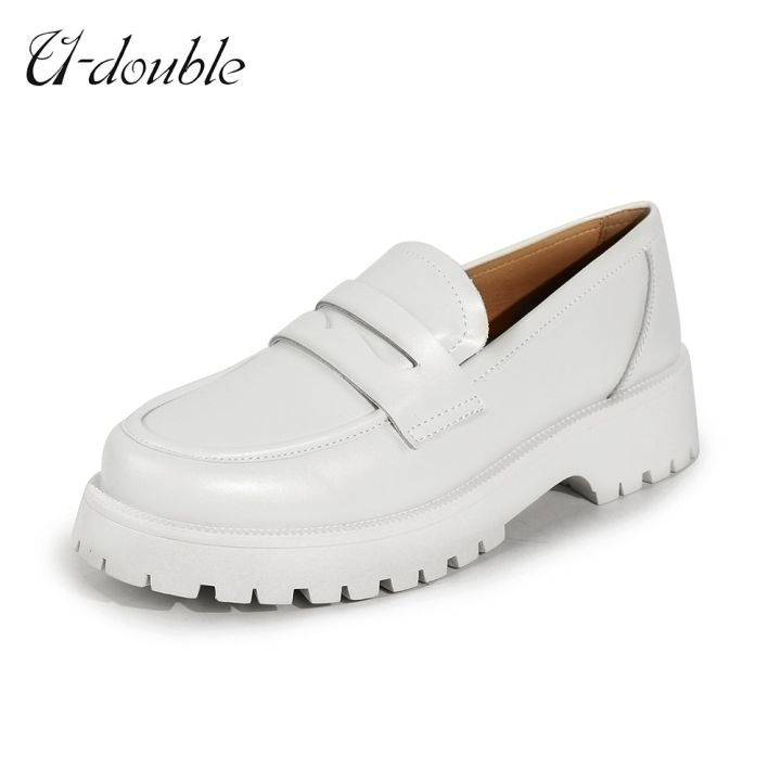 u-double-ฤดูใบไม้ผลิรองเท้าผู้หญิงสไตล์อังกฤษ2022ใหม่หนา-soled-วิทยาลัยสไตล์รองเท้าไม่มีส้นสบายๆหนังแท้แฟชั่นรองเท้าสาว