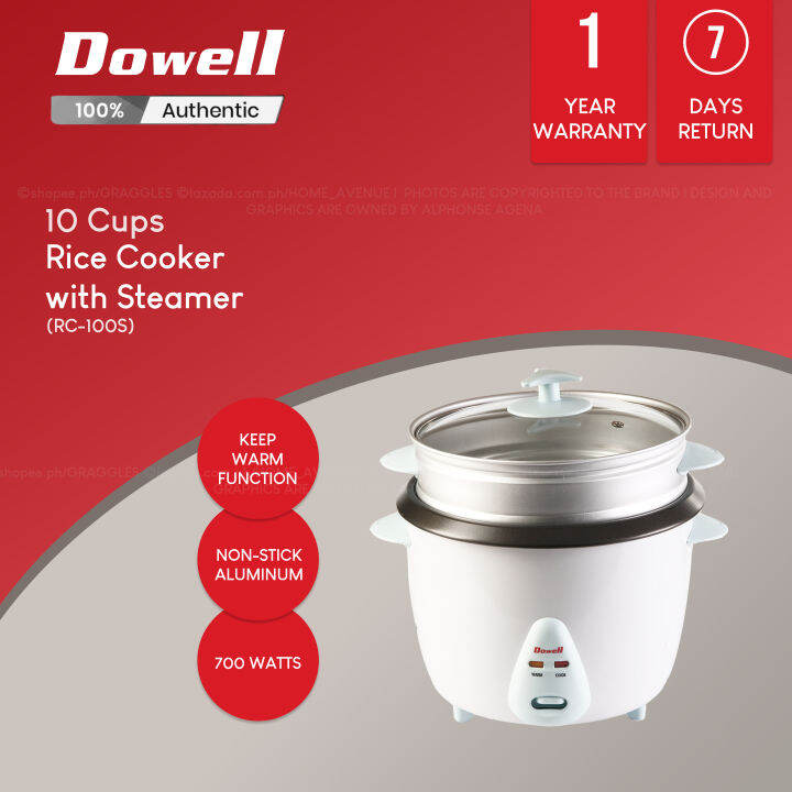 Dowell 10 Cups Nonstick Rice Cooker with Steamer RC100S Lazada PH