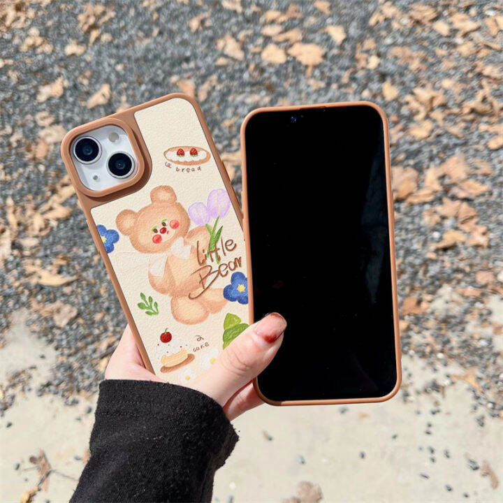 เคส-blush-little-bear-tulip-สำหรับ-iphone14promax-cartoon-bowknot-เคส-little-bear-สำหรับ-iphone12promax-เคสโทรศัพท์สีน้ำตาลสำหรับ-iphone13-เคสโทรศัพท์สีน่ารักสำหรับ-iphone11