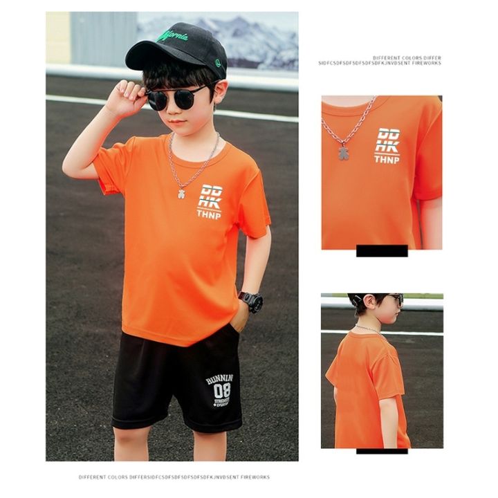 110-165cm-childrens-casual-short-sleeved-shorts-suit-breathable-sports-basketball-uniform-boys-girls-pullover-t-shirt-baby-fashion-korean-version-cloth