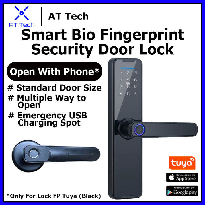 AT Tech TUYA Fingerprint Door Security Smart Lock Electronic Door Lock