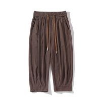 【Ready】? Handsome cropped trousers mens summer thin section cool shorts with feet summer sports pants icy trendy brand casual pants