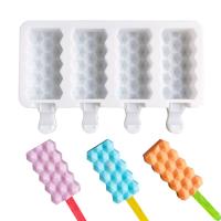 4 Hole Silicone Ice Cream Mold Ice Cube Tray Chocolate Popsicle Moulds DIY Dessert Homemade Baking Tools Pop Maker