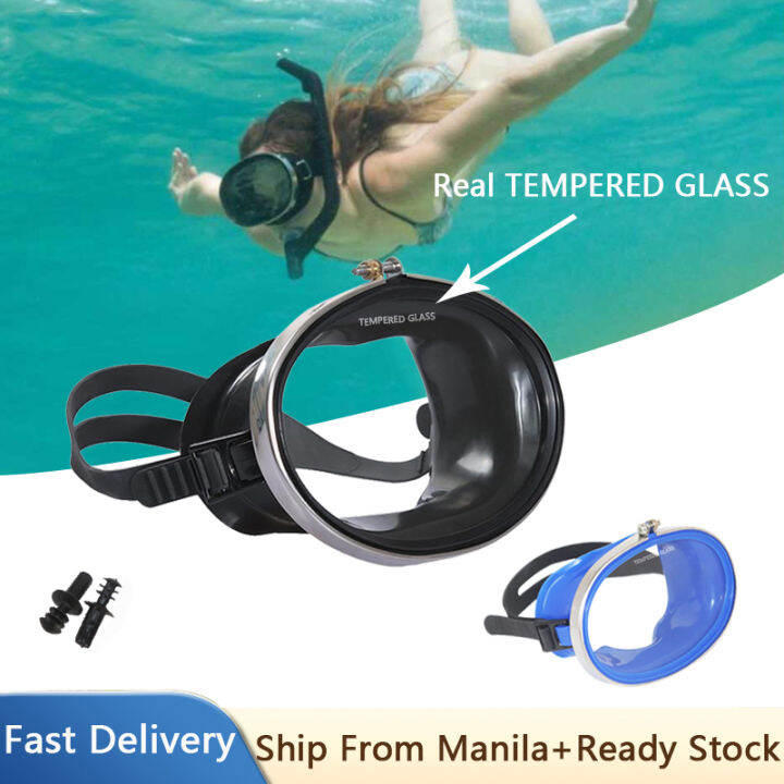 Adult HD Waterproof Tempered Glass Stainless Diving Goggles Fisherman ...