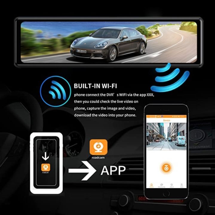 กล้องติดรถยนต์4k-ระบบ-wifi-กระจกรถยนต์-dvr-ติดรถยนต์เลนส์คู่หน้าจอ-ips-กระจกมองหลังกล้องสำหรับรถยนต์สตรีมไดรฟ์บันทึก