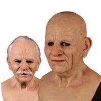 Latex Old Man Mask Halloween Cosplay Party Realistic Full Face Masks Headgear Adult Unisex Mask Hood Full Face Party Masks