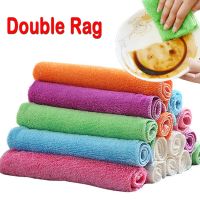 1Pcs Kitchen Dish Towel Non-Stick Oil Double Wiping Rag Bamboo Fiber Cleaning Cloth Dish Cloth Thickening Scouring Pad Dish Cloth  Towels