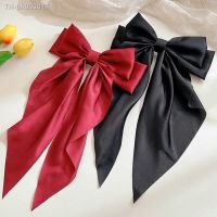 ▲♈✢ 1/2/3pcs Bow Ribbon Hairpin Headwear Simple Elegant Satin Spring Clip Fixed Hair Clip Retro Party Headdress Red Hair Accessories