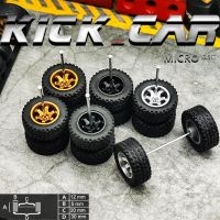 KICARMOD 1/64 ban karet roda mobil Diecast untuk 1:64 untuk Off-Road didedikasikan untuk truk Pickup miniatur Sedan besar